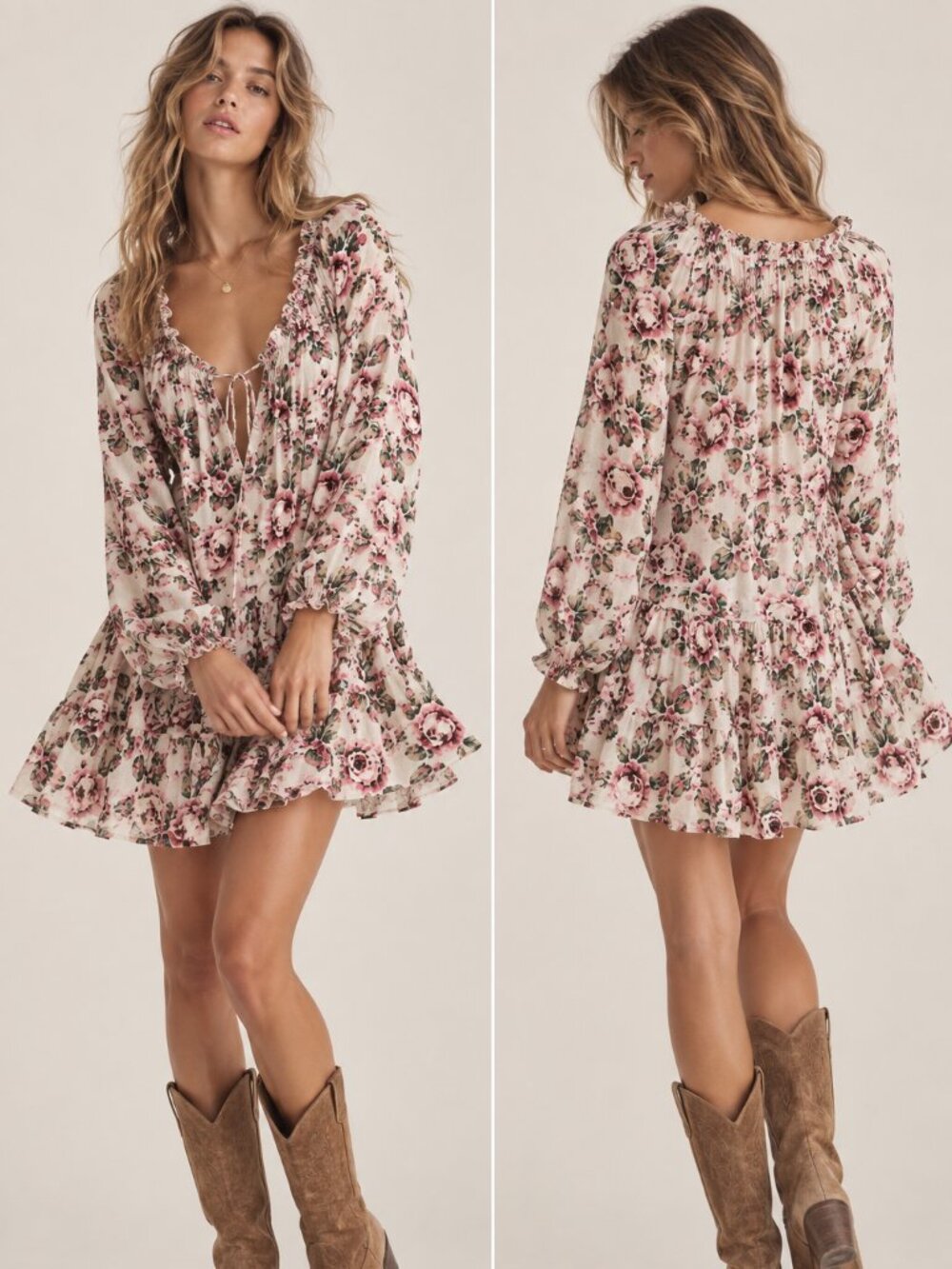 Show Me Your Mumu Birdie Floral Mini Dress XL Rose Boho Cottagecore